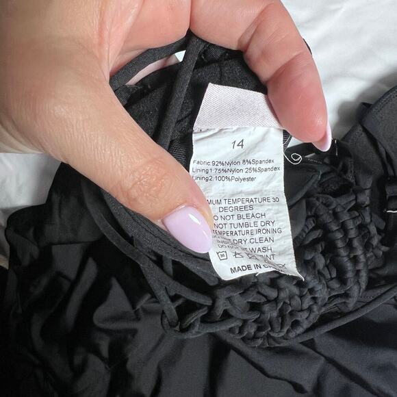 ✨Firpearl Women’s Black One Piece Swimsuit Sz14 Ruched Tummy Control Padded Cups - Picture 5 of 5